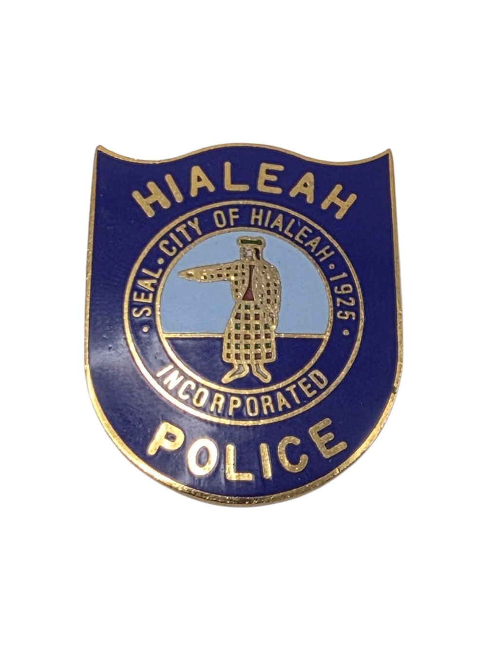 Hialeah Police Shield Pin - Blue & Gold